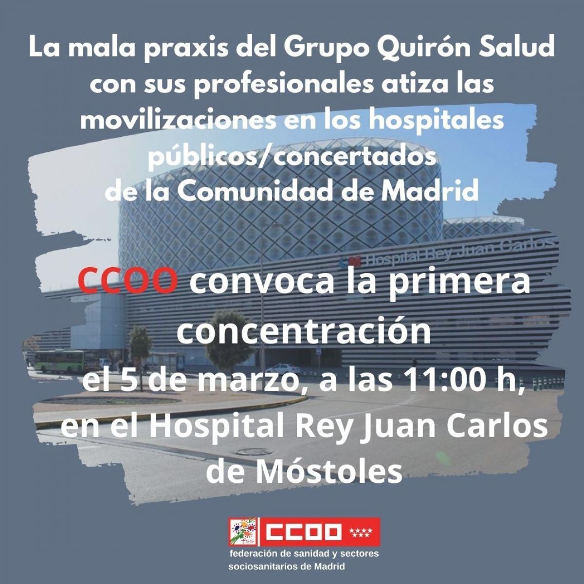 CCOO anuncia movilizaciones en Quirn Salud
