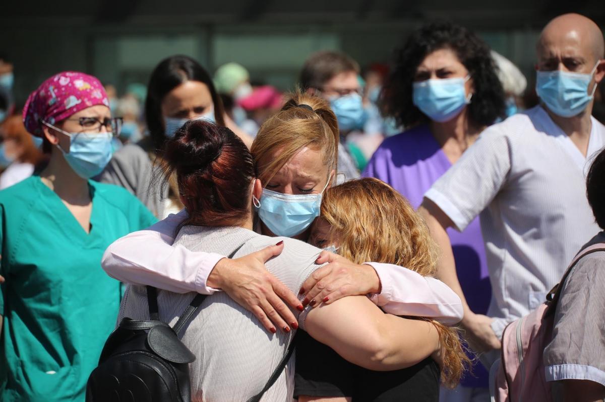 Concentracin en el Hospital Puerta de Hierro por la muerte de un profesional durante la pandemia Foto de Fran Lorente (Gabinete Comunicacin CCOO de Madrid)